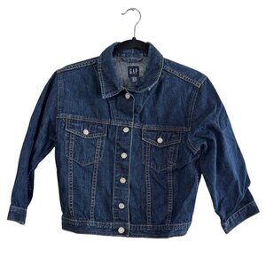 Gap Womens Medium Denim Jacket Preowned Blue 100% Cotton Button Front Classic Fi